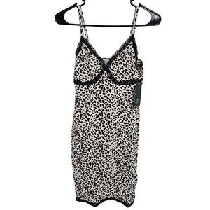 Wild Fable Leopard Print Cami Slip Dress Womens Sz XS Lace Trim Spaghetti Strap